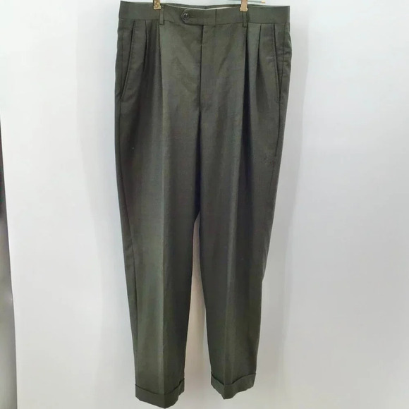 Mens Jones New York Suit 40R Pants 35/28.5 Wool Cashmere Blend Green Houndstooth - Picture 9 of 16